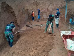 Bangun Sumur Bor, Warga desa Bojong bergotong royong bersama TNI dalam program TMMD Ke-123