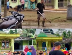 Antusias, Sambut Bulan Suci Ramadhan Warga RW 01 Desa Trimulya Jaya Kecamatan Ukui Gotong Royong Bersihkan Masjid