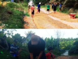 Mantap!! Kades Trimulya Jaya Yoga Nuramdalas Bersama Warga Laksanakan Gotong Royong Penimbunan Jalan Penghubung