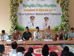 Kepala Desa Rajamandala Enjang Jalaludin Mengucapkan Terimakasih Kepada Wakil Bupati Tasikmalaya yang Hadir di Hajat Yatim di Kp.Cikapol