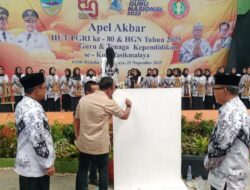 Wali Kota Tasik Hadiri Apel Akbar HUT PGRI Ke-80 dan HGN Tahun 2025 Guru dan Tenaga Kependidikan Se Kota Tasik
