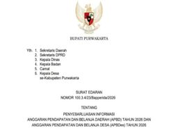 Bupati Purwakarta Terbitkan Surat Edaran Penyebarluasan Informasi APBD dan APBDes Tahun 2026