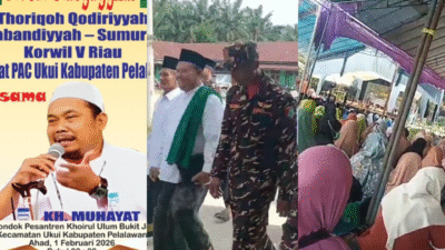 Peringati Haul Masyayyikh dan HUT Muslimat PAC Ukui Ke-80, Ribuan Jamaah Padati Ponpes Khoirul Ulum Bukit Jaya