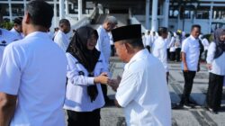 Hari Pertama Kerja Pasca Idul Fitri, Bupati Siak Afni Zulkifli, Pimpin Apel Pagi