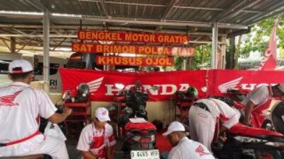 Guna Membantu Pengemudi, Polda Riau Buka Bengkel Motor Gratis Bagi Mitra Ojol