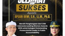 Kejari Purwakarta Apsari Dewi Raih Penghargaan Outstanding Prosecutorial Leader in Public Accountability Dari CNN