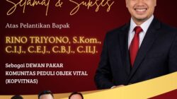 DPD AKPERSI SUMSEL Ucapkan Selamat Atas Pelantikan Rino Troyono, Sebagai Dewan Pakar KOPVITNAS