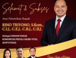 DPD AKPERSI SUMSEL Ucapkan Selamat Atas Pelantikan Rino Troyono, Sebagai Dewan Pakar KOPVITNAS