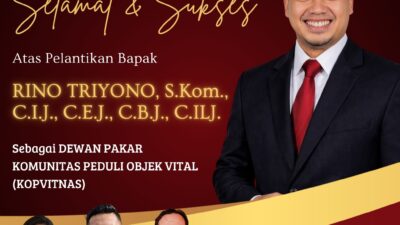 DPD AKPERSI SUMSEL Ucapkan Selamat Atas Pelantikan Rino Troyono, Sebagai Dewan Pakar KOPVITNAS