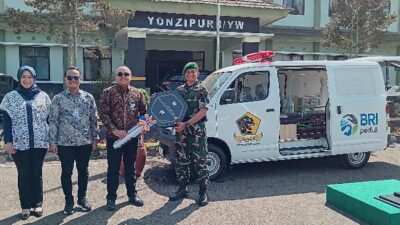 BRI Peduli Serahkan Bantuan Satu Unit Mobil Ambulans Ke Yonzipur 3/YW Pangalengan Kabupaten Bandung