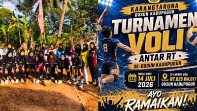 Meriahkan HUT Kemerdekaan ke-81 RI, Kepunduhan Kadupugur Desa Gunung Cupu Gelar Turnamen Bola Voli Antar RT