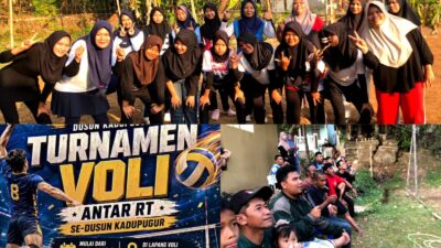 Pertandingan Turnamen Bola Voli Dusun Kadupugur Antara Tim RT 036 dan RT 037, Berlangsung Seru dan Penuh Sportivitas