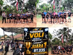 Meriah! Final Turnamen Bola Voli Dusun Kadupugur Desa Gunung Cupu Antar RT, Tim Putra RT 035 RW 017 Jadi Juara Pertama