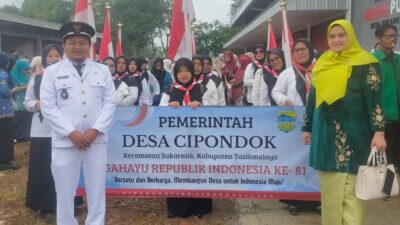 Meriahkan HUT Ke-81 RI, Giri Pribadi Ketua APDESI Kab Tasik Bersama Warga Ikuti Upacara Tingkat Kecamatan Sukaresik