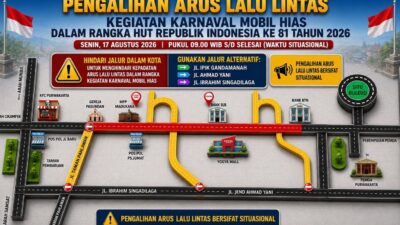Karnaval Kendaraan Hias HUT ke-81 RI, Satlantas Polres Purwakarta Rekayasa Arus di Sejumlah Ruas Jalan