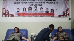 Sambut Hari Jadi ke-78, Polwan Polres Purwakarta Gelar Bakti Kesehatan Donor Darah