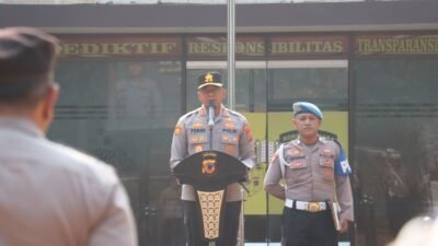 Pimpin Apel Pagi, Kapolres Purwakarta Tekankan Pelayanan dan Patroli Jam Rawan